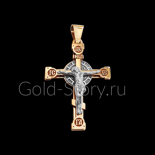 Православный крест из белого и желтого золота