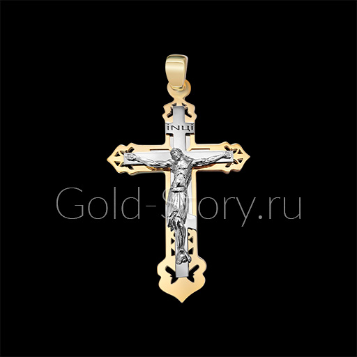 Двухцветный золотой мужской крест