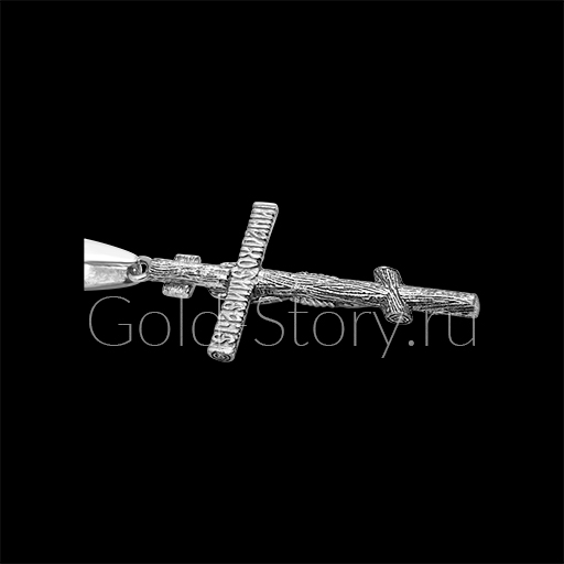 Мужской православный крест из белого золота - Спаси и Сохрани