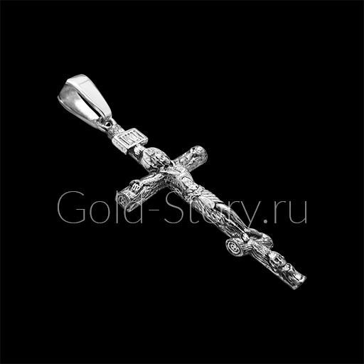 Мужской православный крест из белого золота