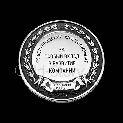 Наградные медали с объемным логотипом компании-реверс