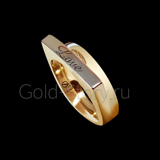 Женское кольцо с бриллиантами и гравировкой - фото2