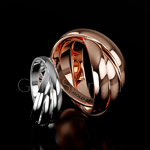 Эксклюзивные трехсоставные обручальные кольца из белого и розового золота