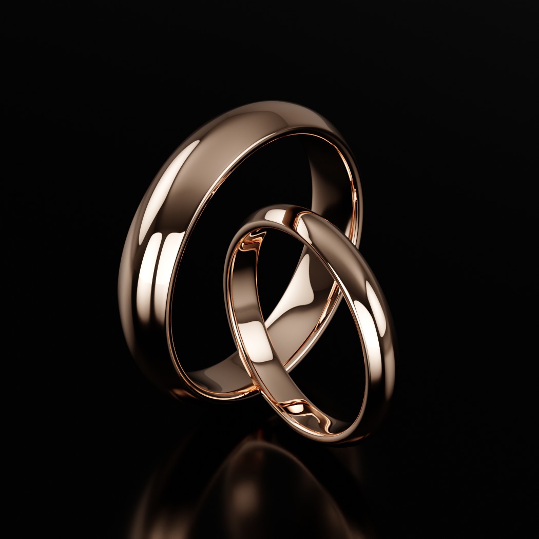 Классические обручальные кольца на свадьбу из розового золота