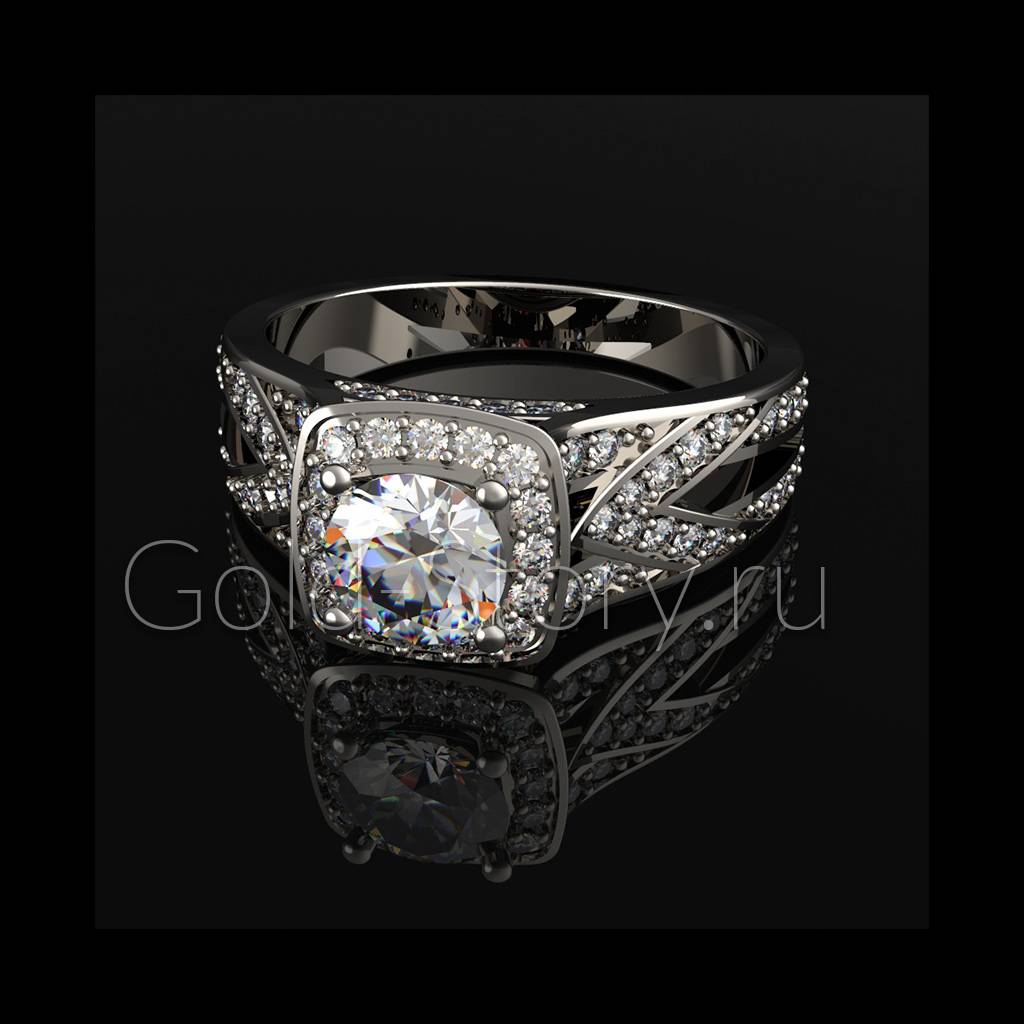 Женское кольцо с большим бриллиантом