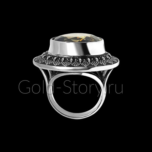 Женский перстень из серебра с цитрином