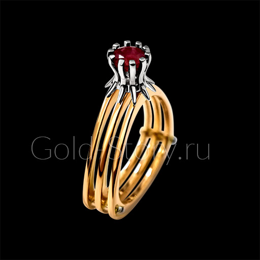 Женское кольцо с рубином и бриллиантами