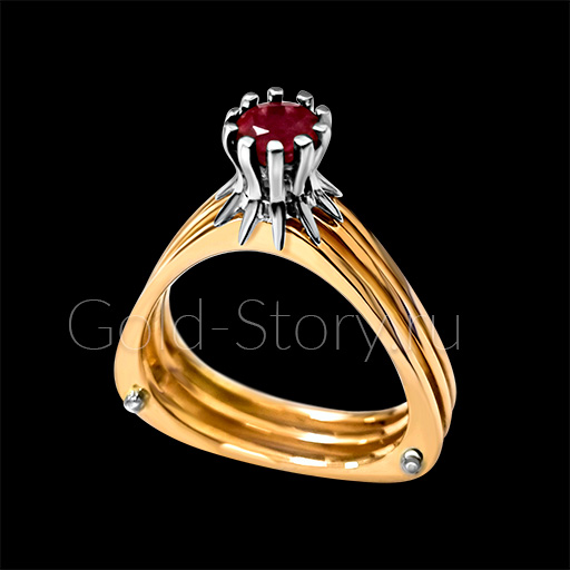 Женское кольцо с рубином и бриллиантами