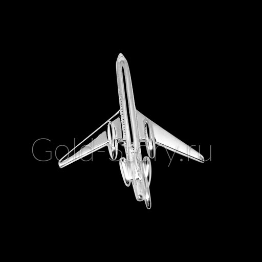 Нагрудный значок Самолет из серебра фотография 2
