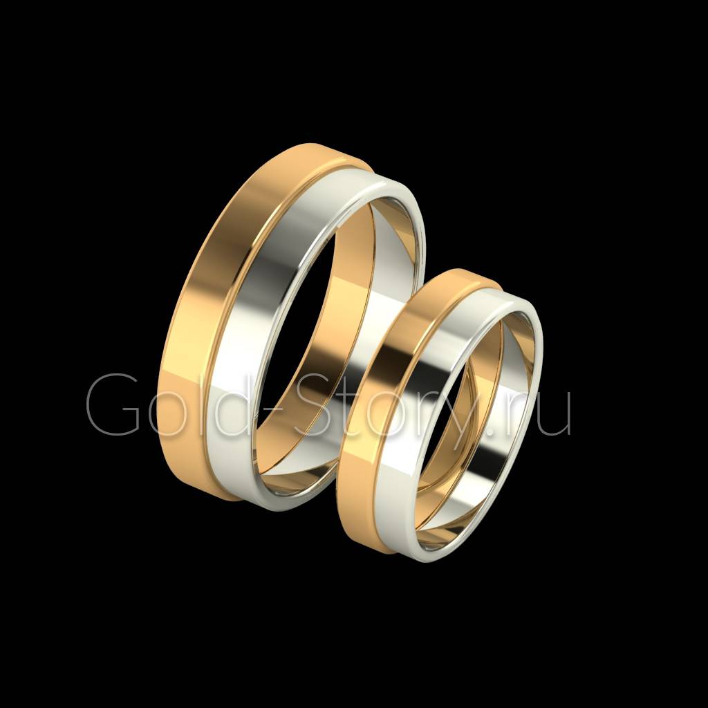 Двойное женское кольцо из золота двух оттенков
