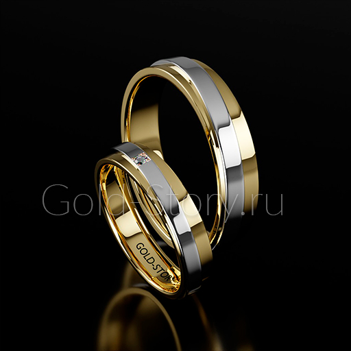 Парные обручальные кольца - желтое и красное золото